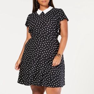 Monteau collard polka dot print dress